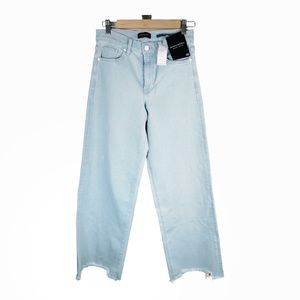 Banana Republic High Rise wide Leg jeans frayed cuffs light wash size 28